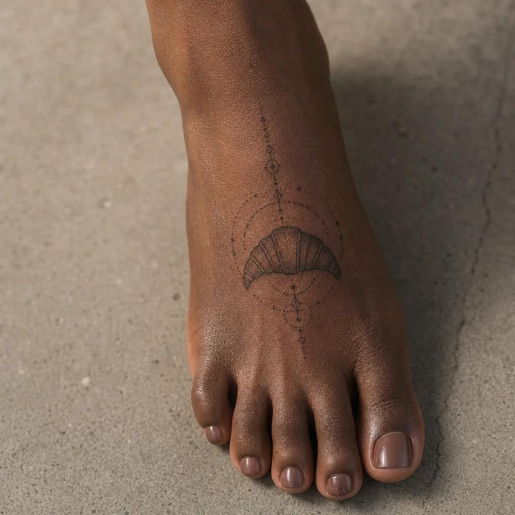 idée tatouage femme discret croissant géométrique fin