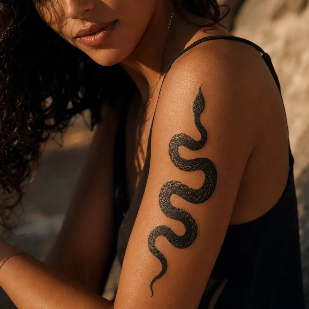 frau-tattoo blackwork-schlange