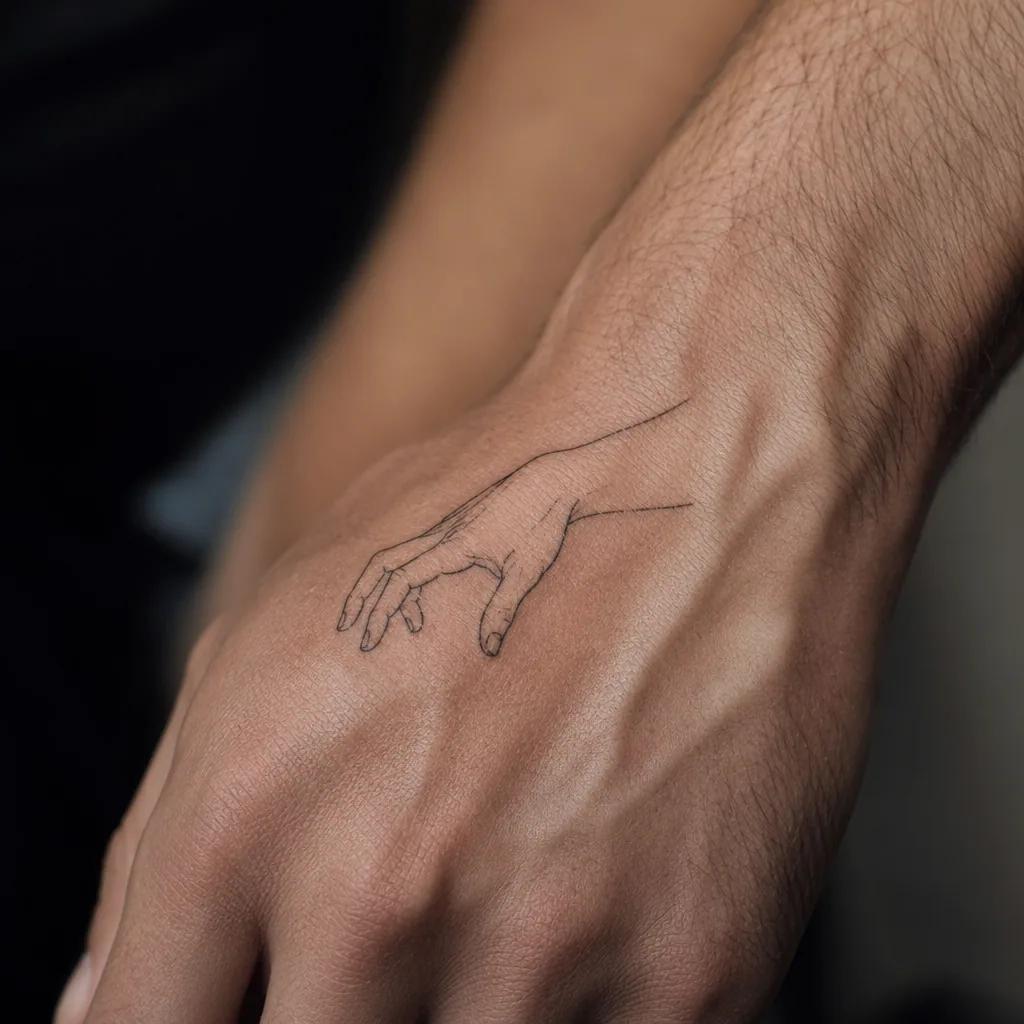 hand-tattoo minimalistische hand, Foto auf echter Haut