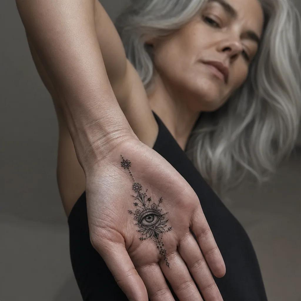 hand-tattoo flash patchwork hand, Foto auf echter Haut