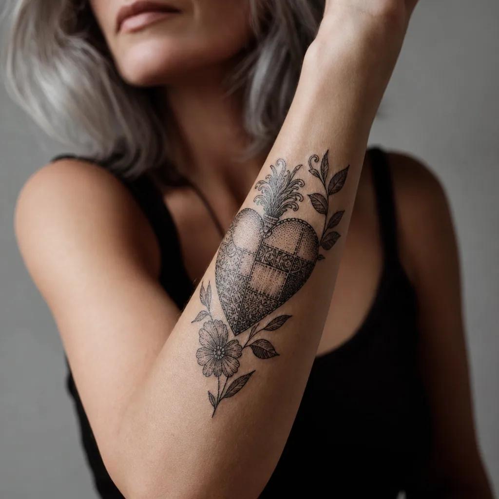 herz-tattoo patchwork herzen vintage
