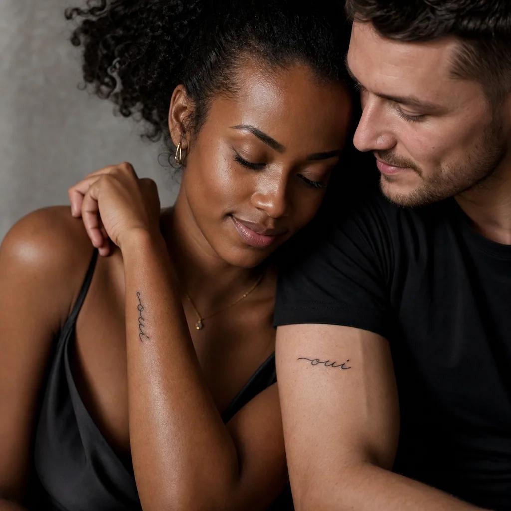 hochzeit-tattoo lettering "ja" in kursive