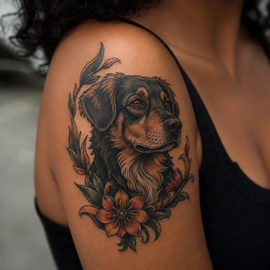 hund-tattoo geometrischer pfotenabdruck