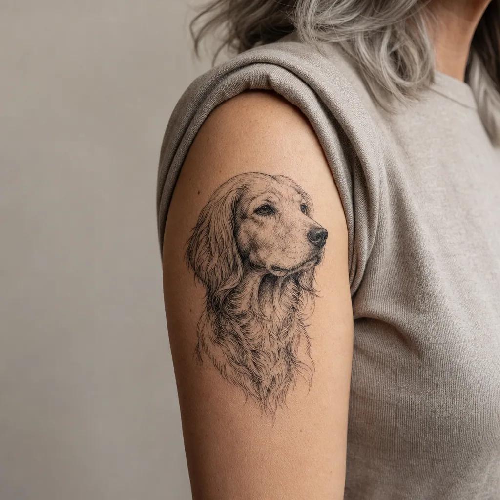 hund-tattoo premium illustrativer hund