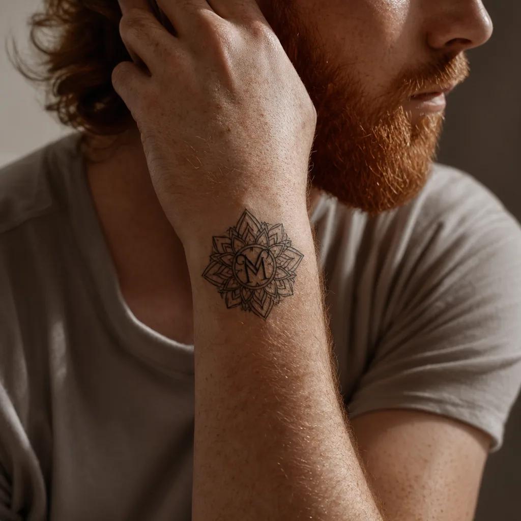 idée tatouage initiales famille initiales mandala