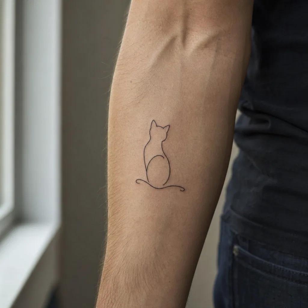 katze-tattoo minimalistische katzen-silhouette