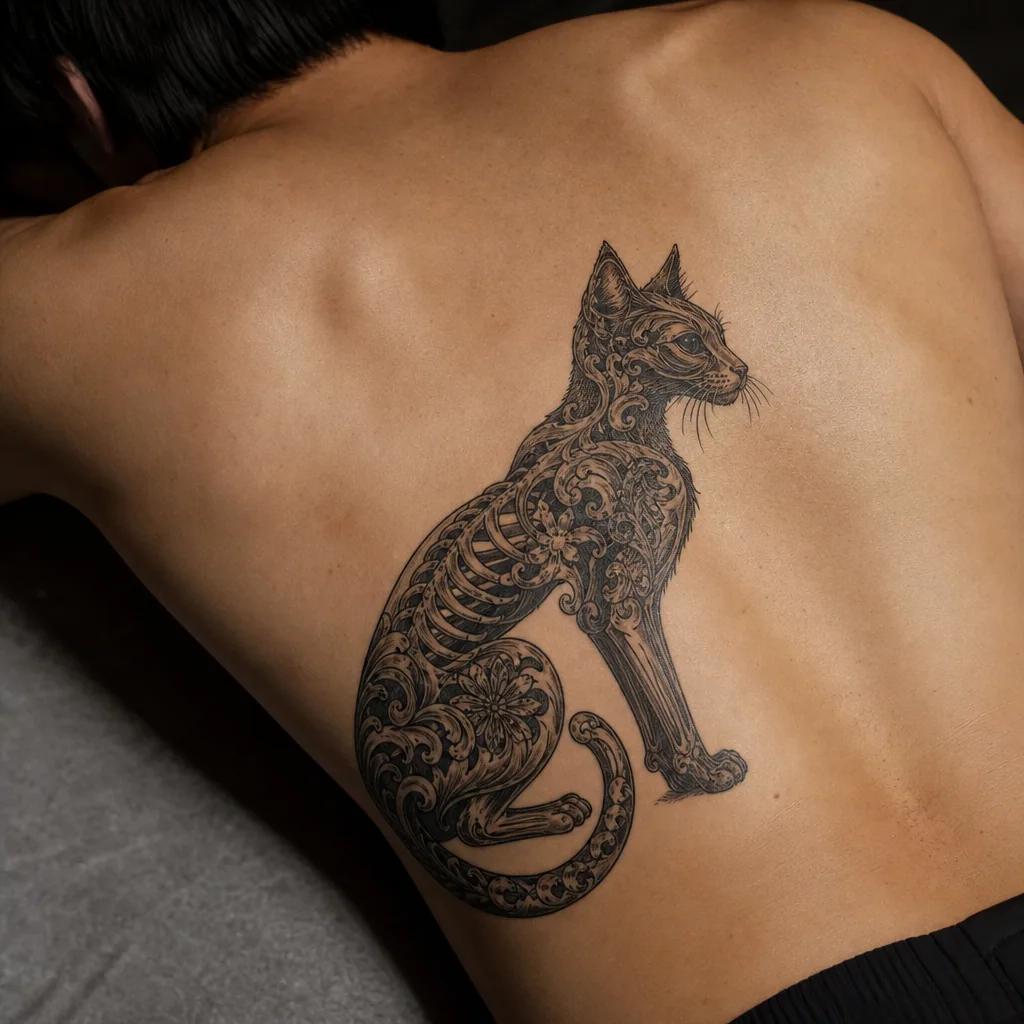 katze-tattoo neugierige katze neo-traditional