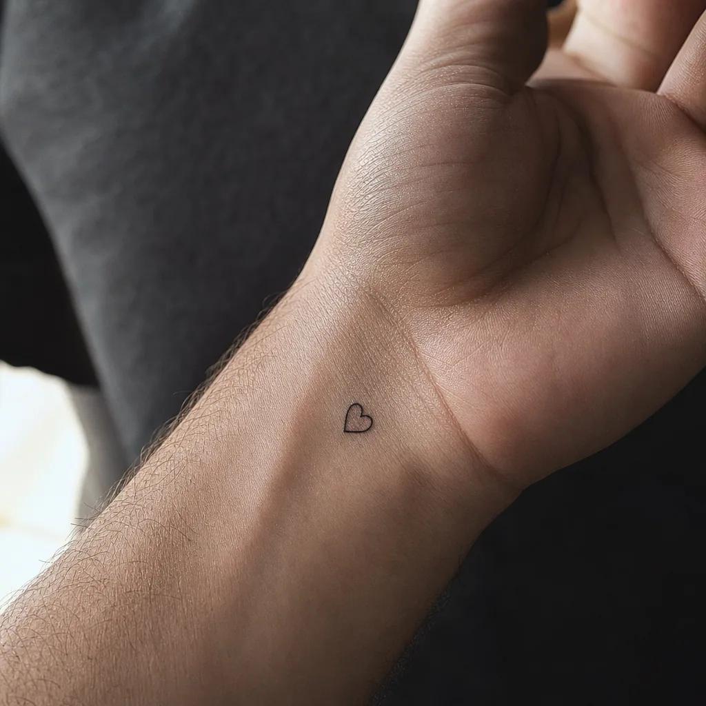 kleines tattoo-tattoo mini-herz in single-line, Foto auf echter Haut