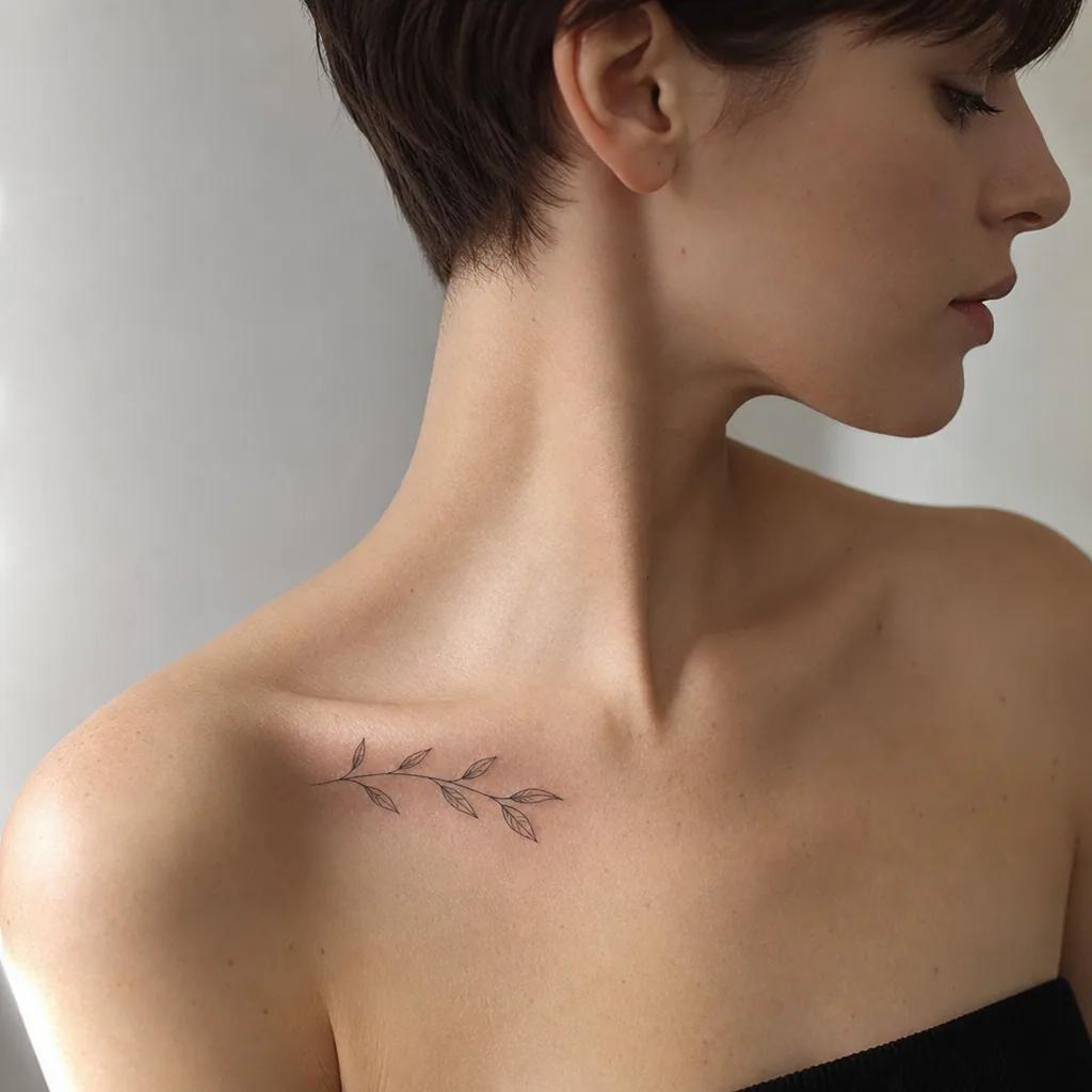 kleines tattoo-tattoo mini-blatt als fineline, Foto auf echter Haut