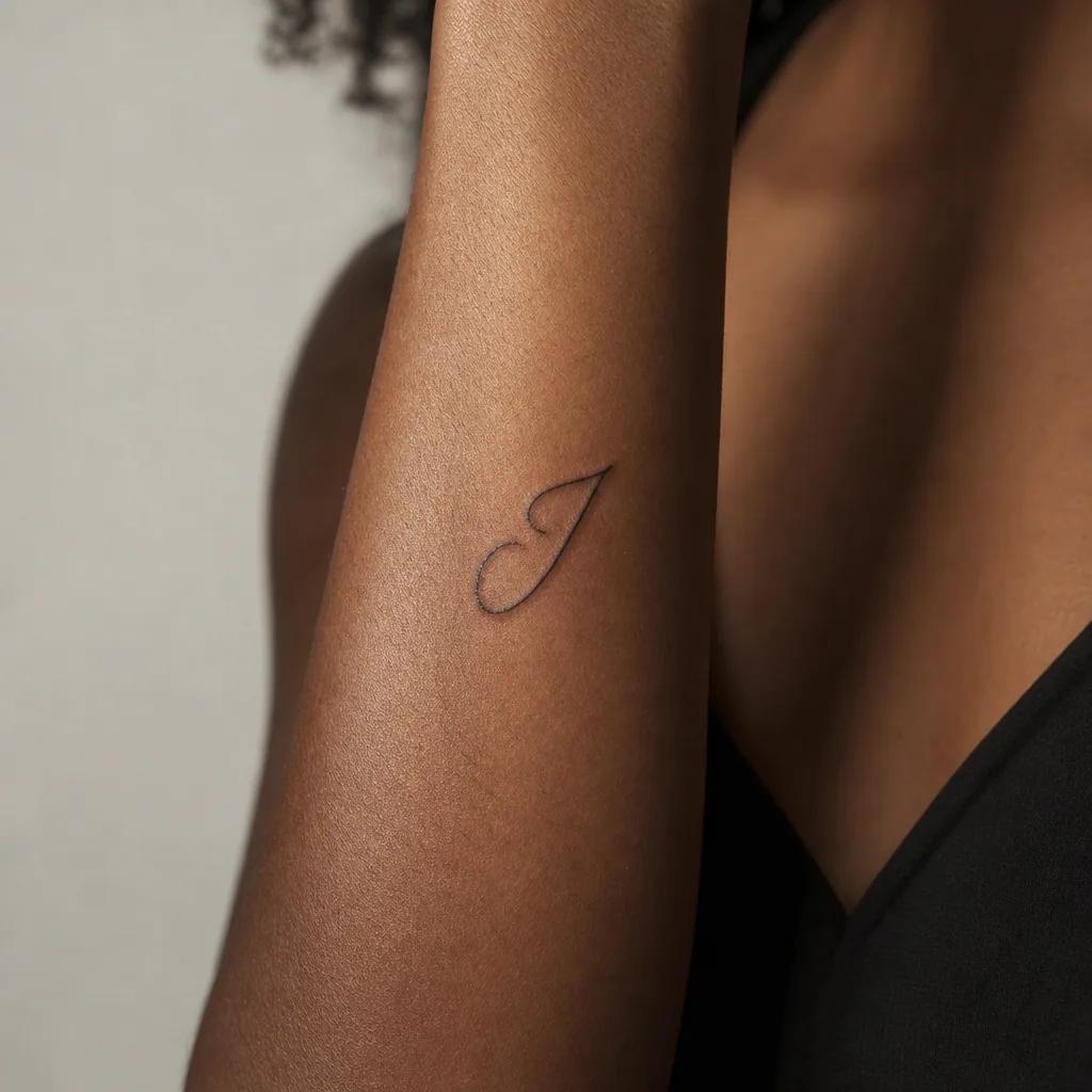 kleines tattoo-tattoo einzelne initiale in schreibschrift, Foto auf echter Haut