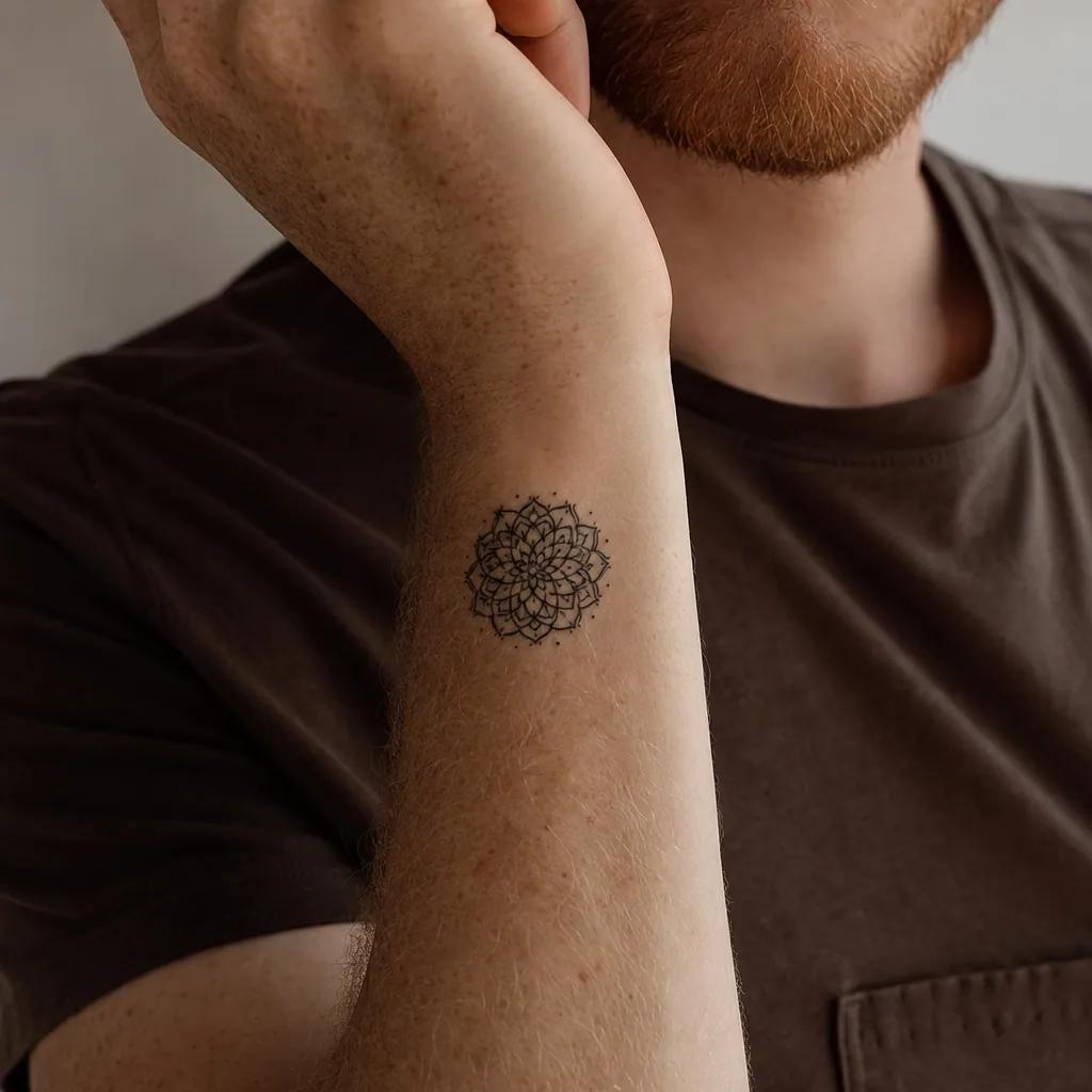 kleines tattoo-tattoo kompaktes mandala, Foto auf echter Haut