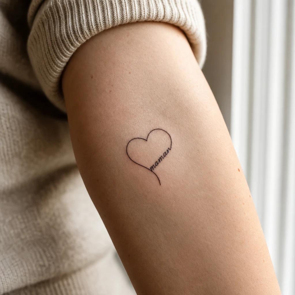 mama-tattoo minimalistisches mama-lettering, Foto auf echter Haut