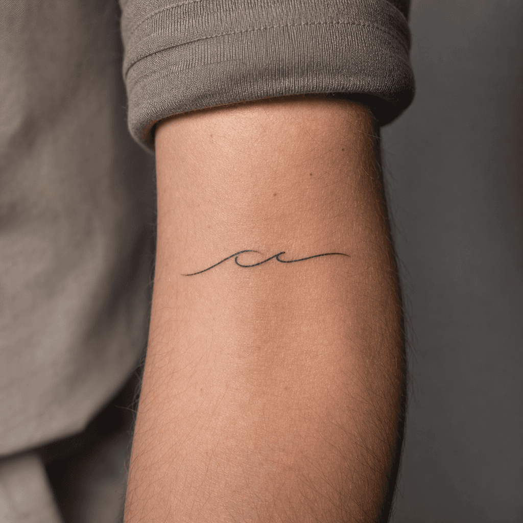 minimalistisch-tattoo minimalistisches kurzes wort, Foto auf echter Haut