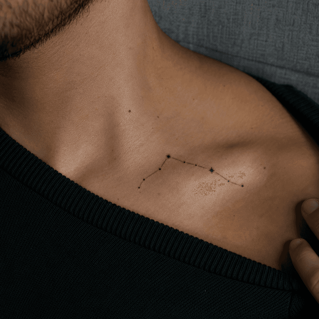 minimalistisch-tattoo minimalistisches sternbild, Foto auf echter Haut