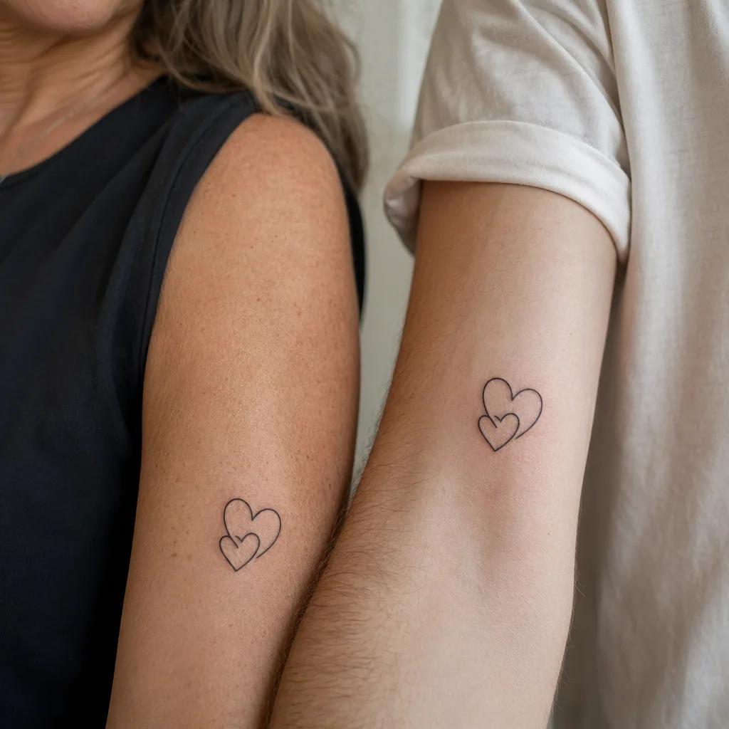 mutter-sohn-tattoo minimalistische herzen