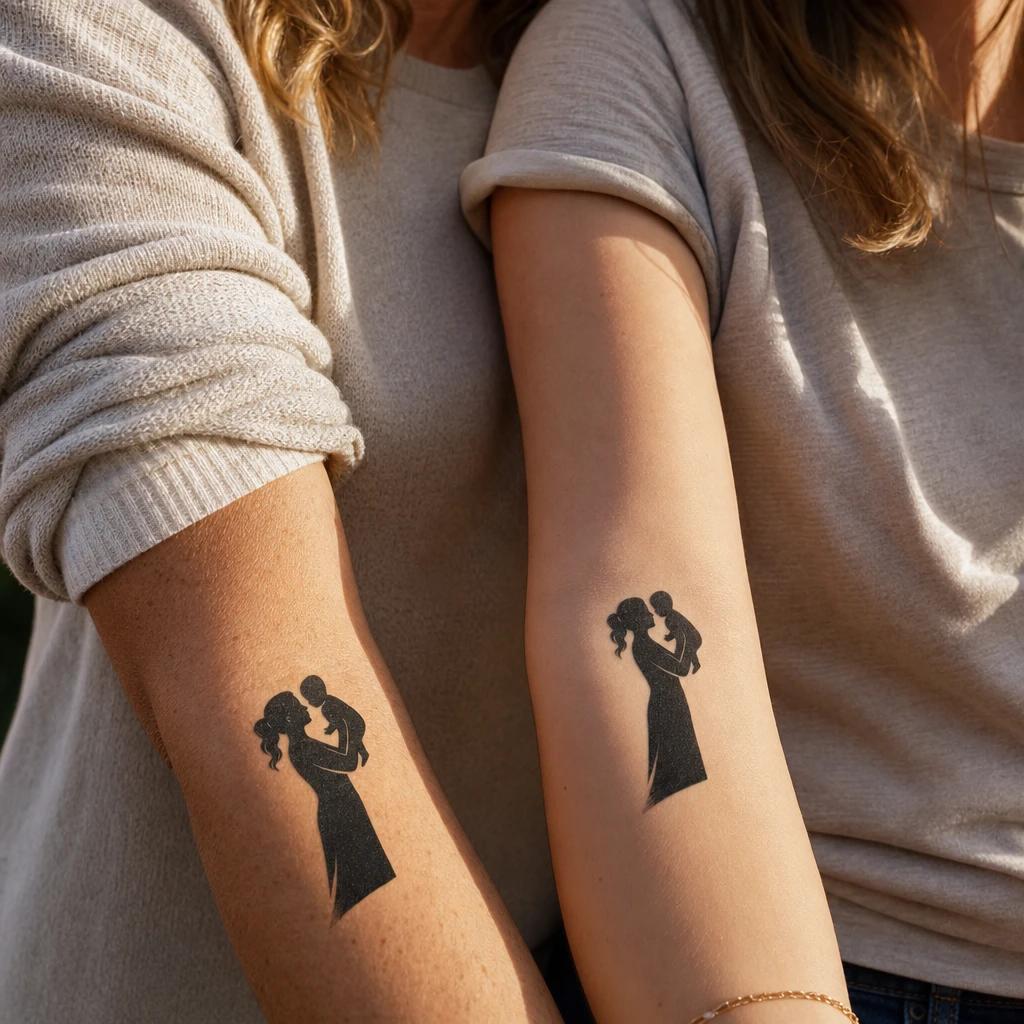 mutter-tochter-Tattoo-Idee, Foto auf Haut