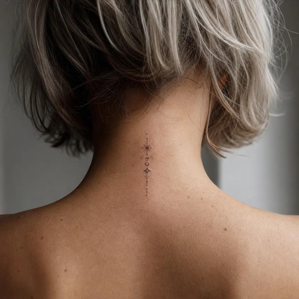 nacken-tattoo patchwork mikro-symbole