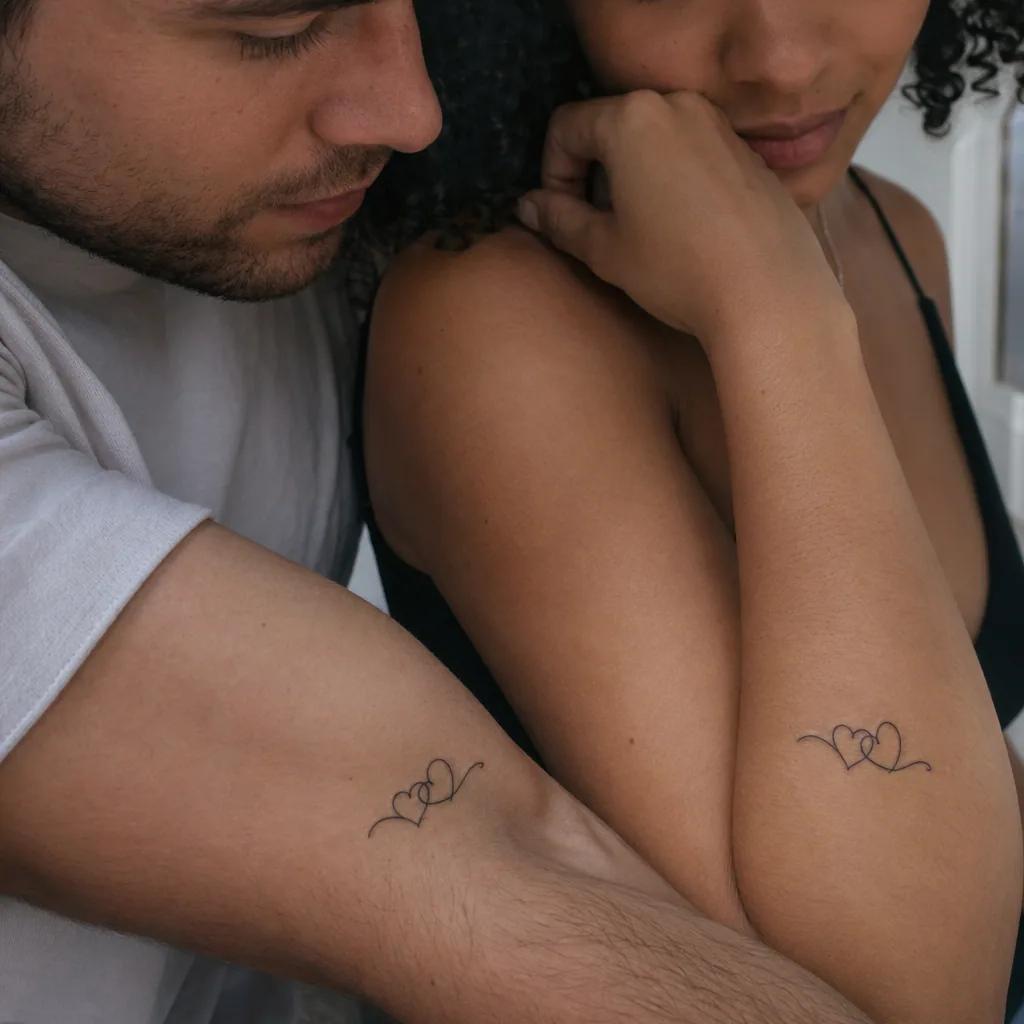 paar-tattoo minimalistische herzen