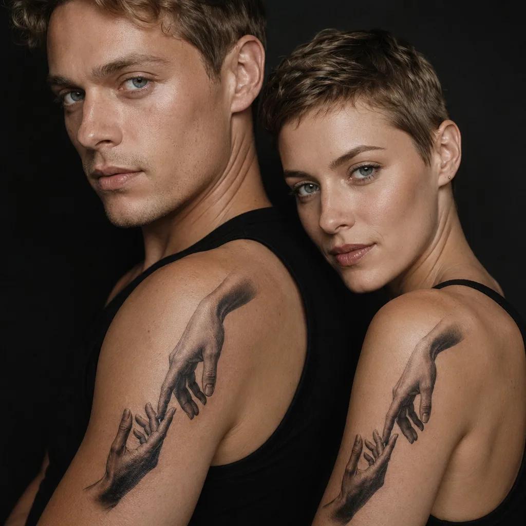 paar-tattoo realistische hände