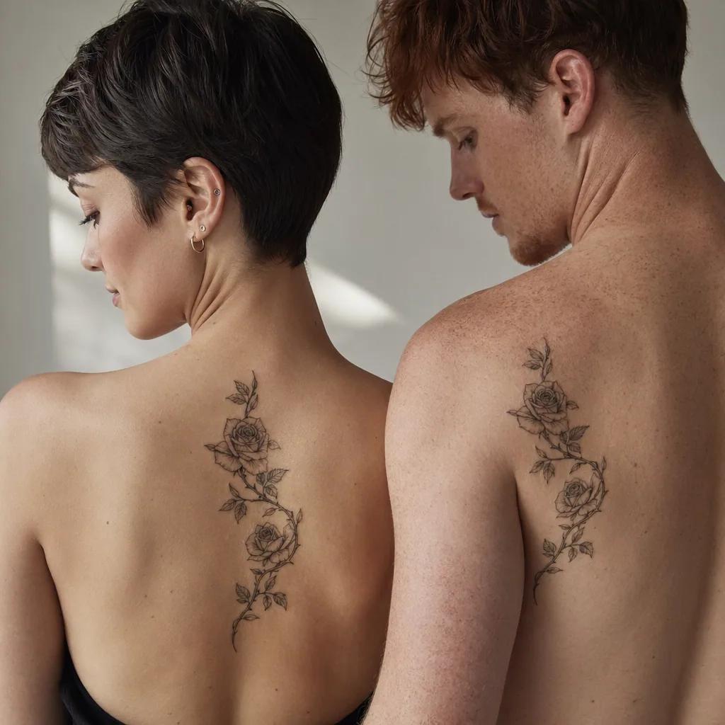 paar-tattoo verschlungene rosen