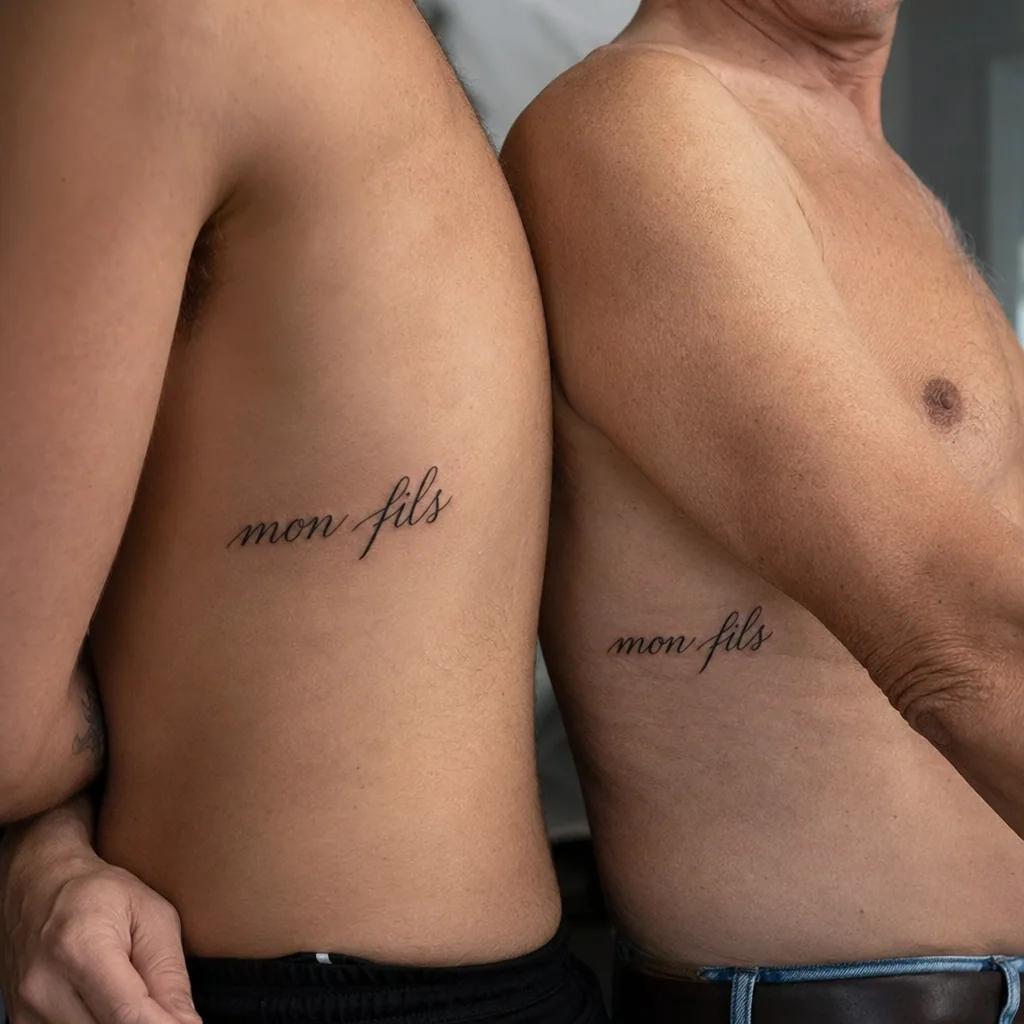 idée tatouage père et fils lettrage mon fils pour la vie