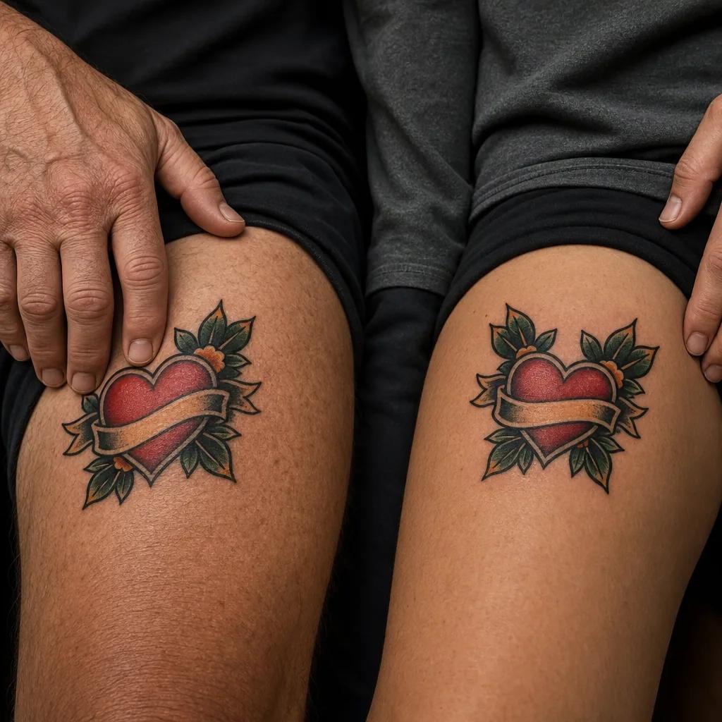idée tatouage père et fils cœur old school 'father'