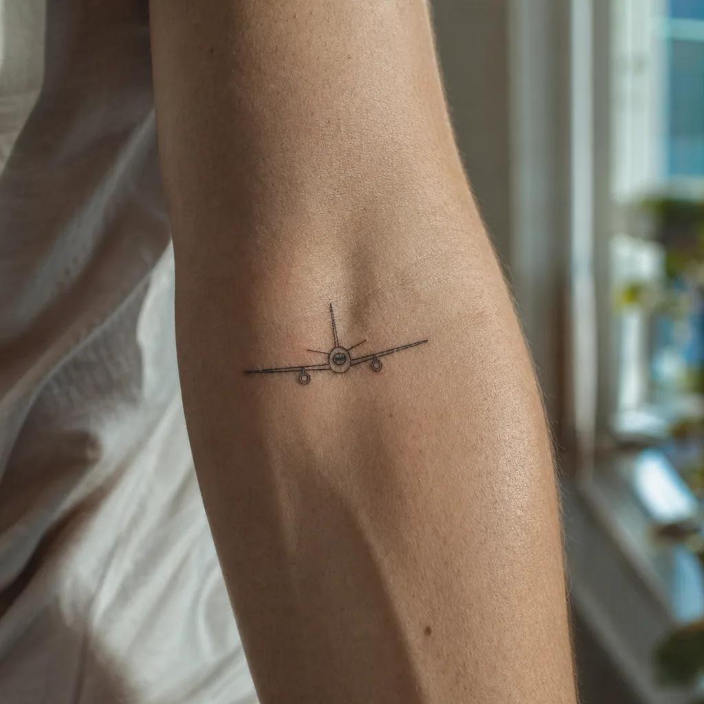 reise-tattoo flugzeug minimalistisch