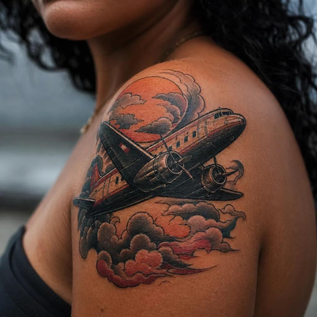 reise-tattoo kompass geometrisch