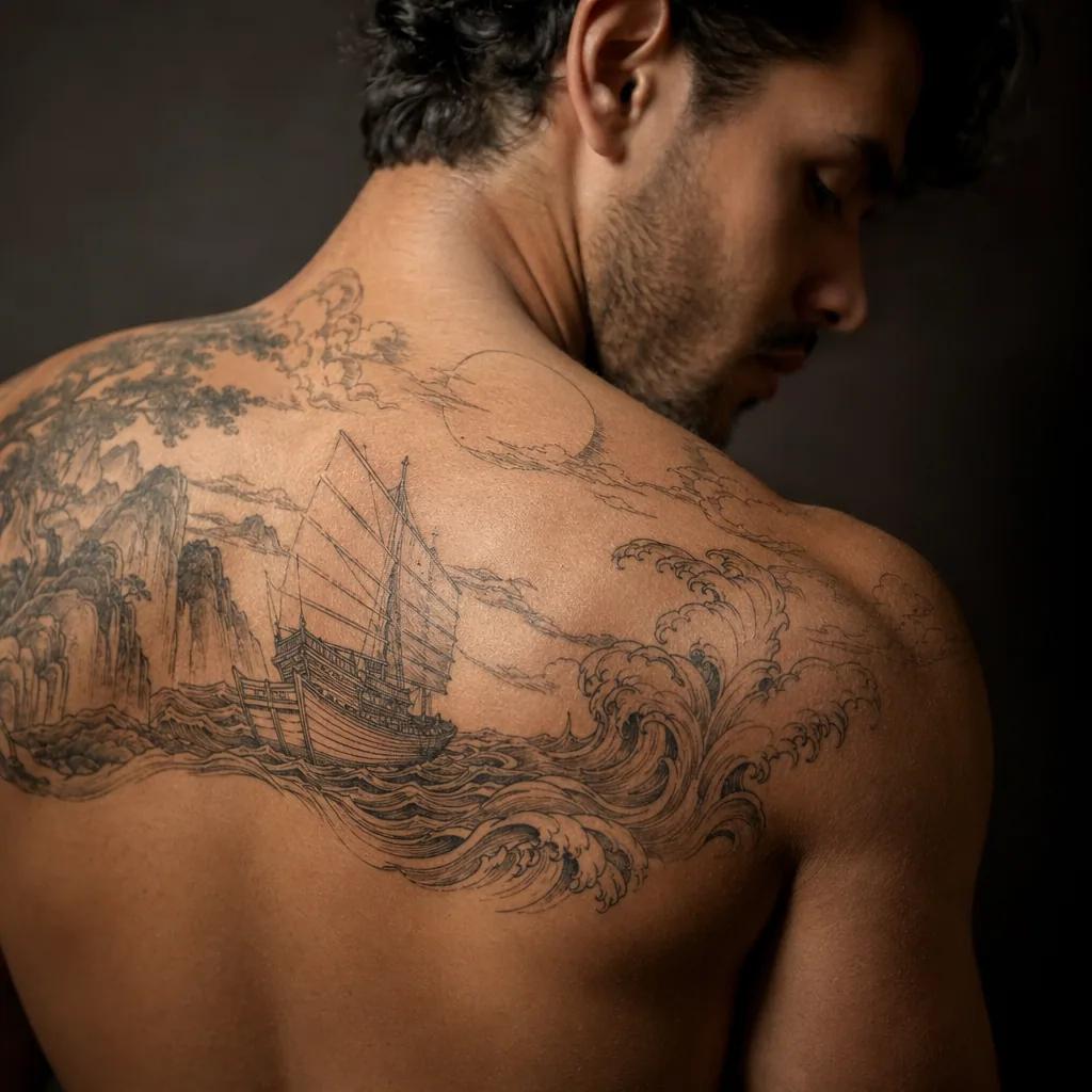 reise-tattoo berge realismus