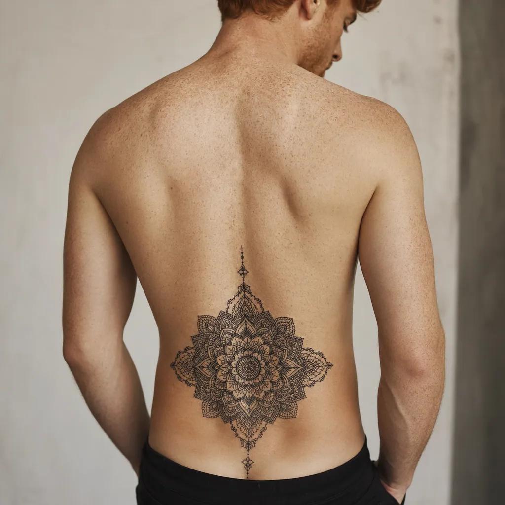 rücken-tattoo ornamentales spitzen-mandala