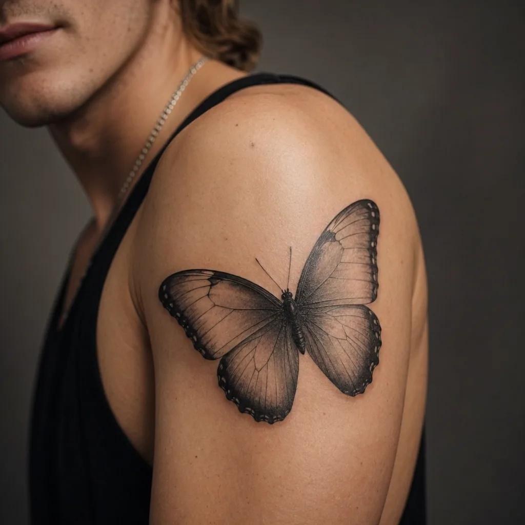 schmetterling-tattoo realistischer morpho-schmetterling
