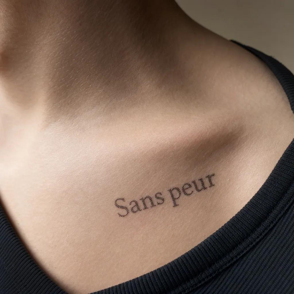 schriftzug-tattoo dotwork-schriftzug aus punkten, Foto auf echter Haut