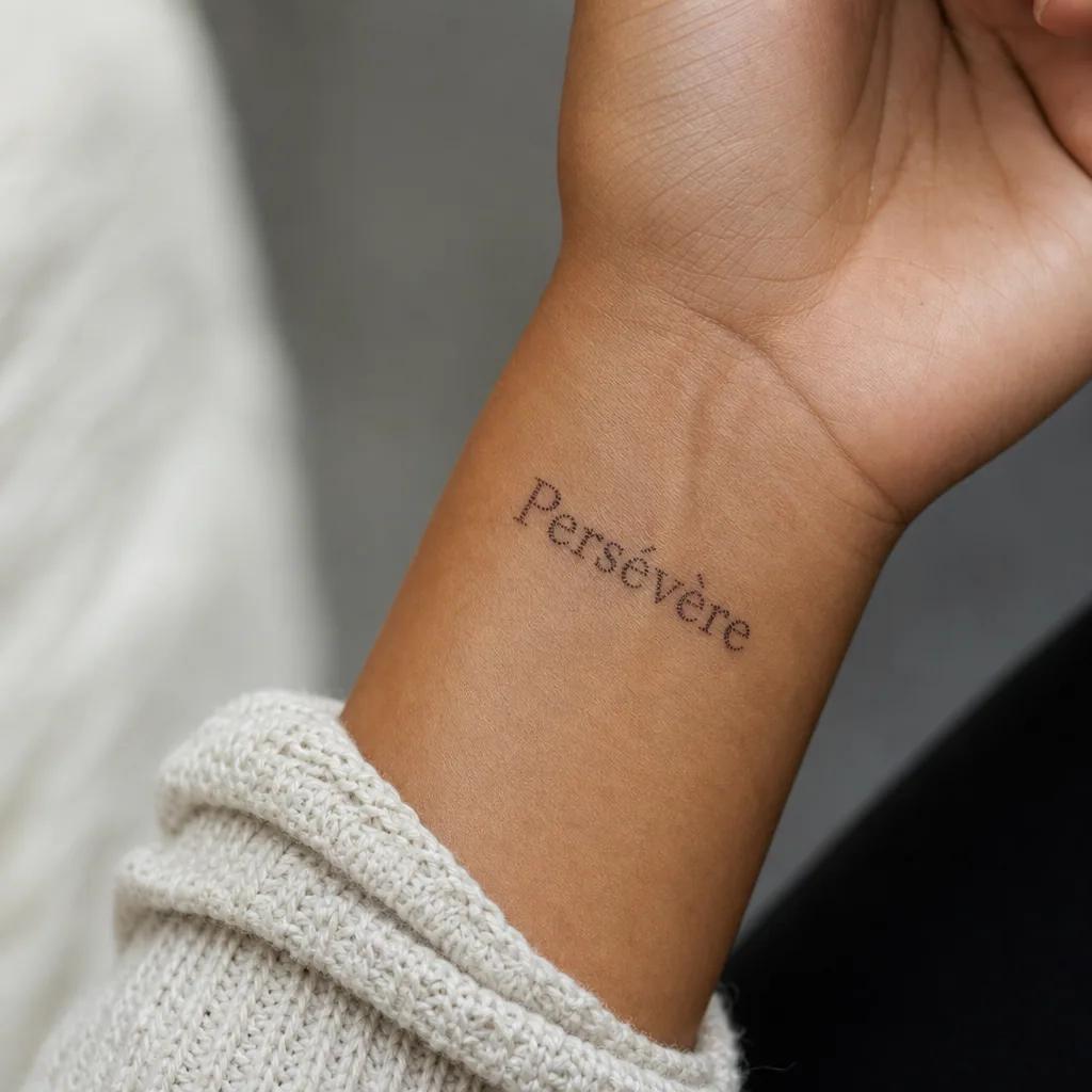 schriftzug-tattoo dotwork-schriftzug aus punkten, Foto auf echter Haut