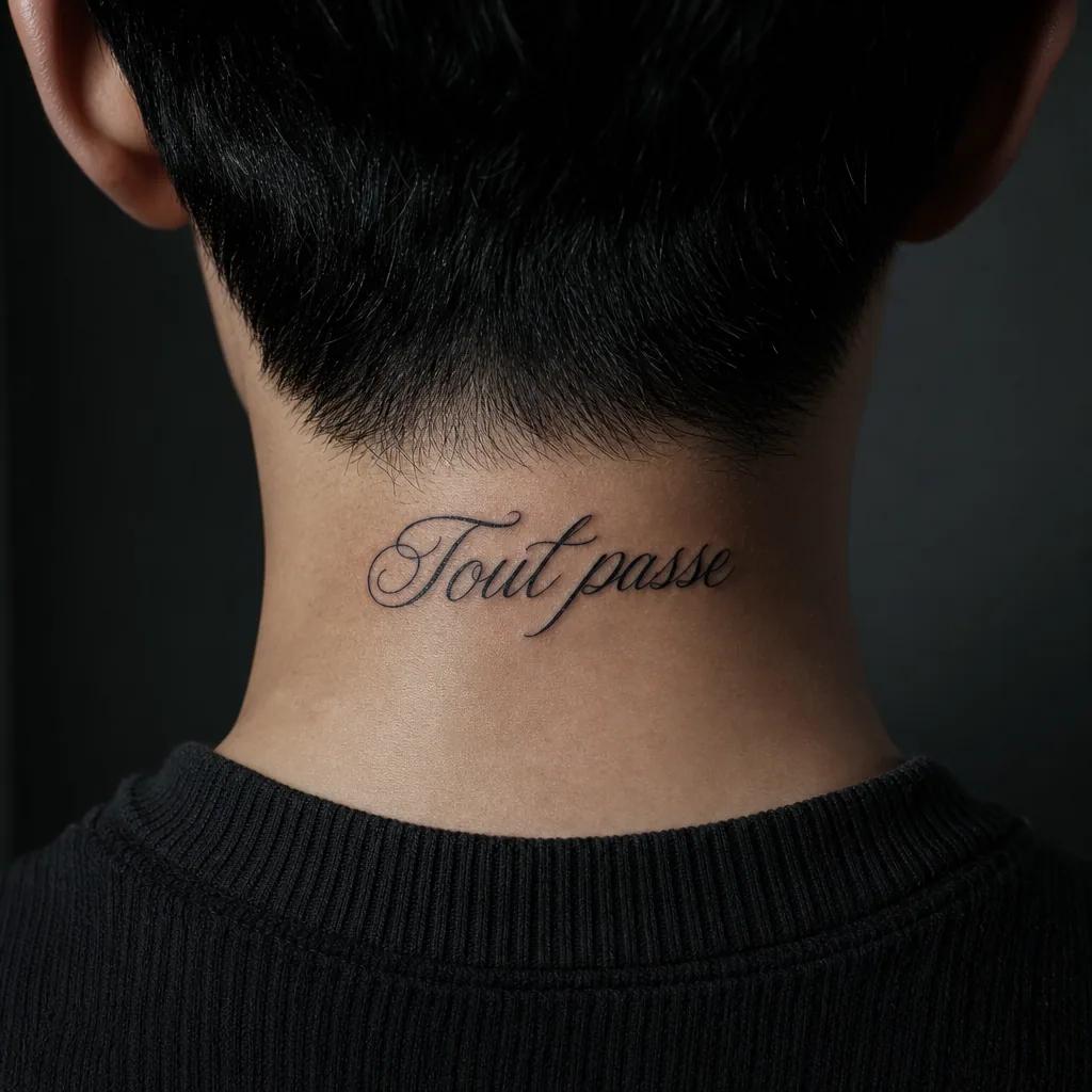schriftzug-tattoo feiner chicano-schriftzug, Foto auf echter Haut