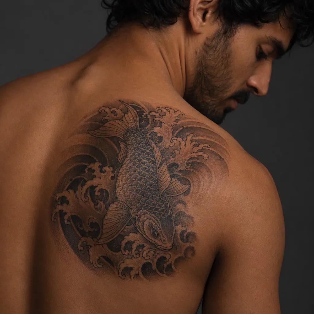 schulter-tattoo japanischer koi