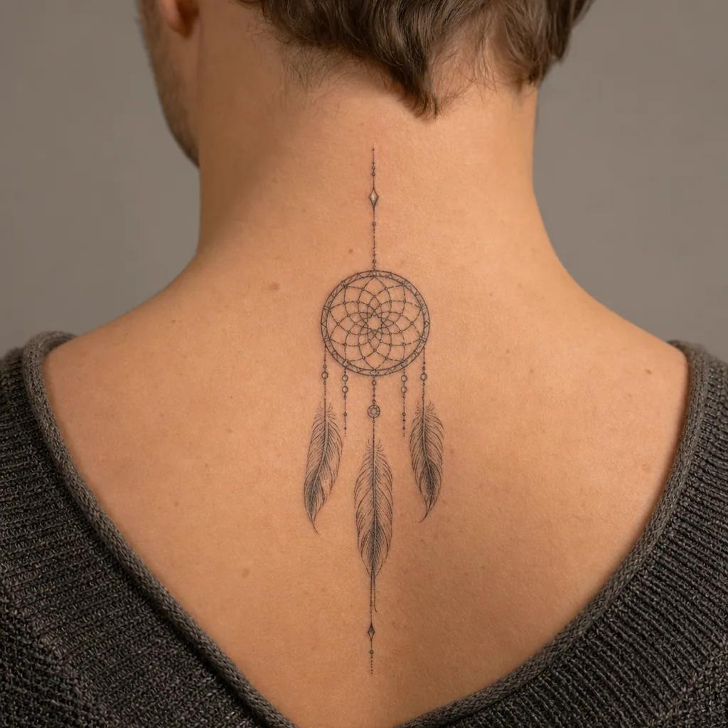 traumfänger-tattoo klassischer fineline traumfänger
