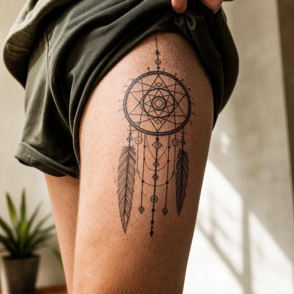 traumfänger-tattoo geometrischer traumfänger
