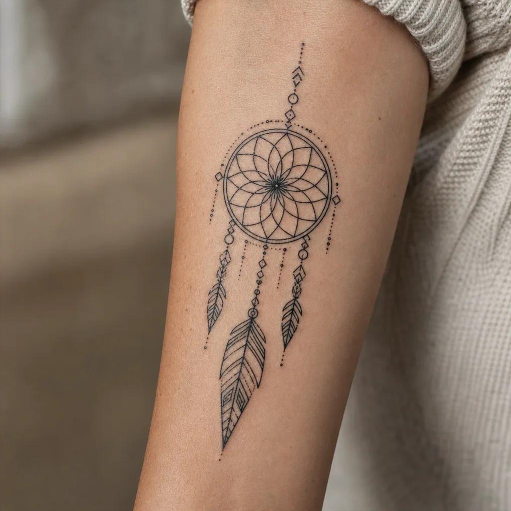 traumfänger-tattoo geometrischer traumfänger