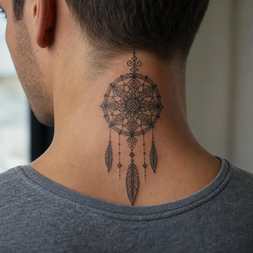traumfänger-tattoo ornamentaler mandala-traumfänger