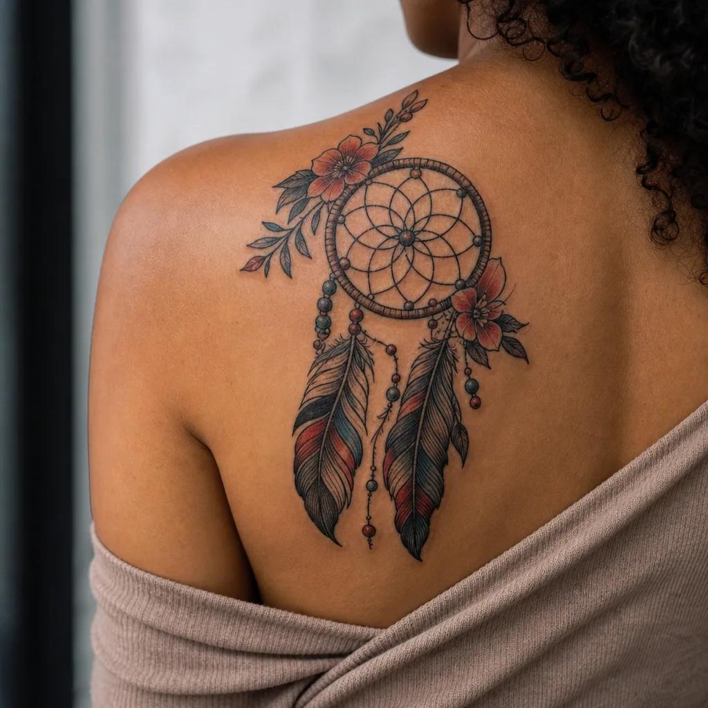 traumfänger-tattoo neo-traditional traumfänger