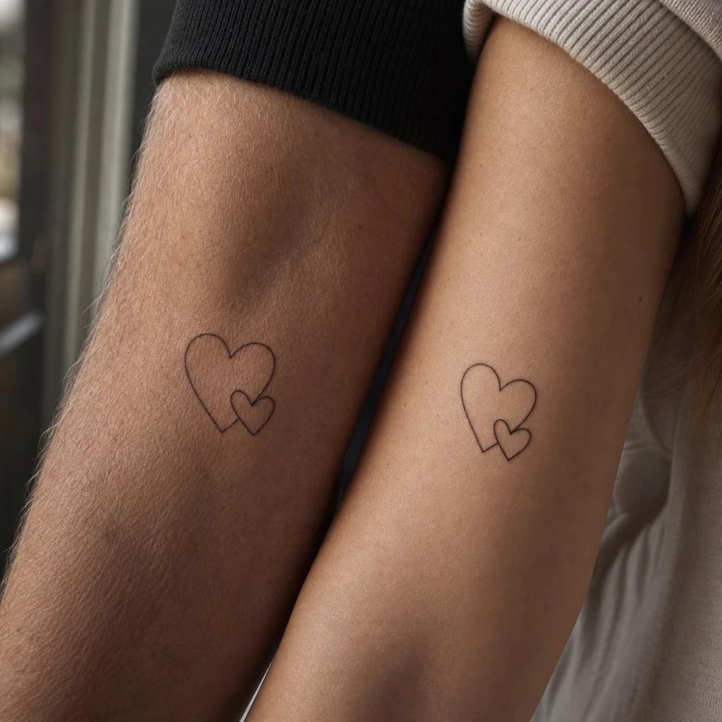 vater-tochter-tattoo minimalistische herzen, Foto auf echter Haut