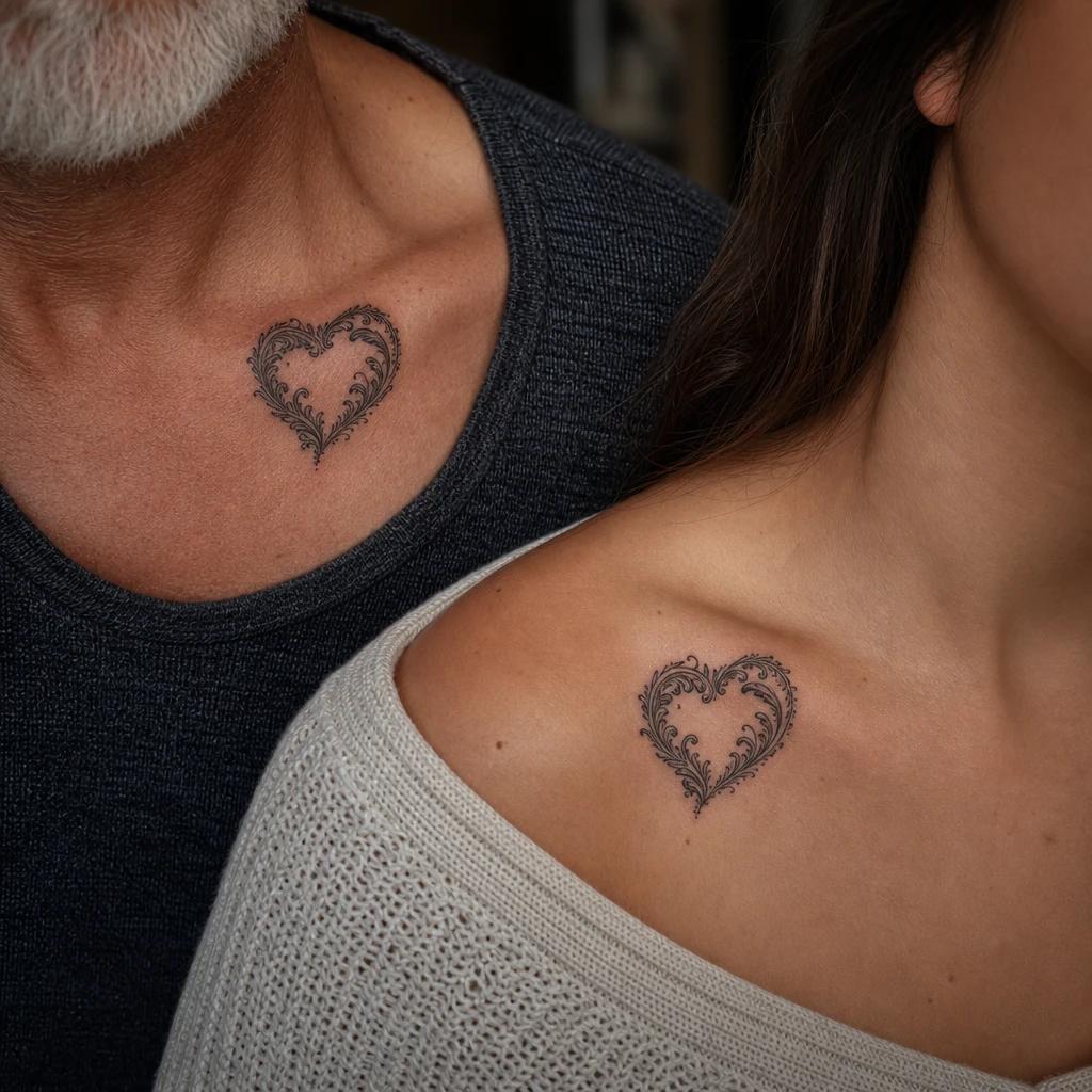 vater-tochter-Tattoo-Idee, Foto auf Haut