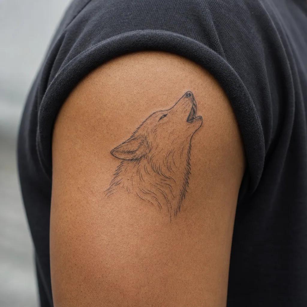 wolf-tattoo heulender wolf im fineline