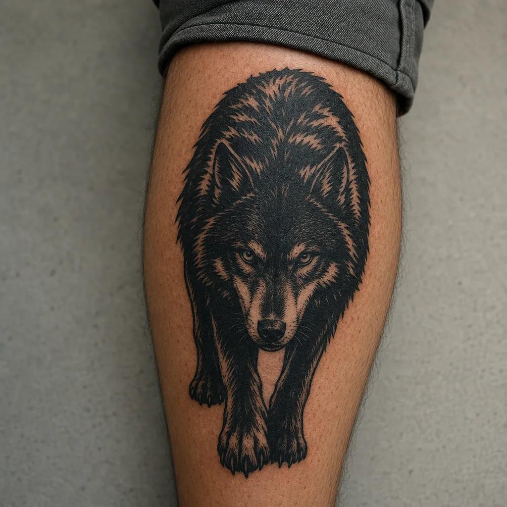 wolf-tattoo kraftvoller blackwork-wolf