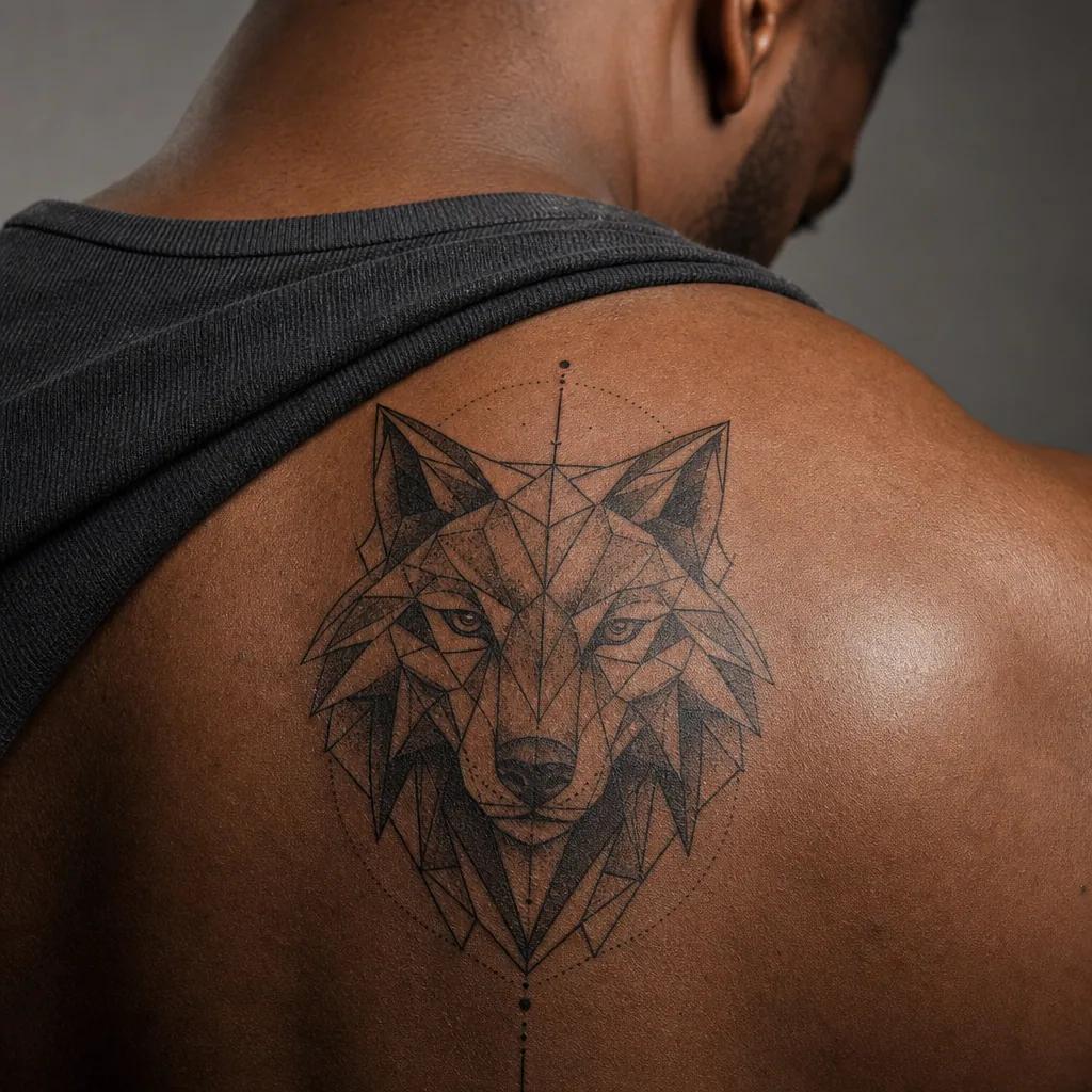 wolf-tattoo geometrischer facetten-wolf