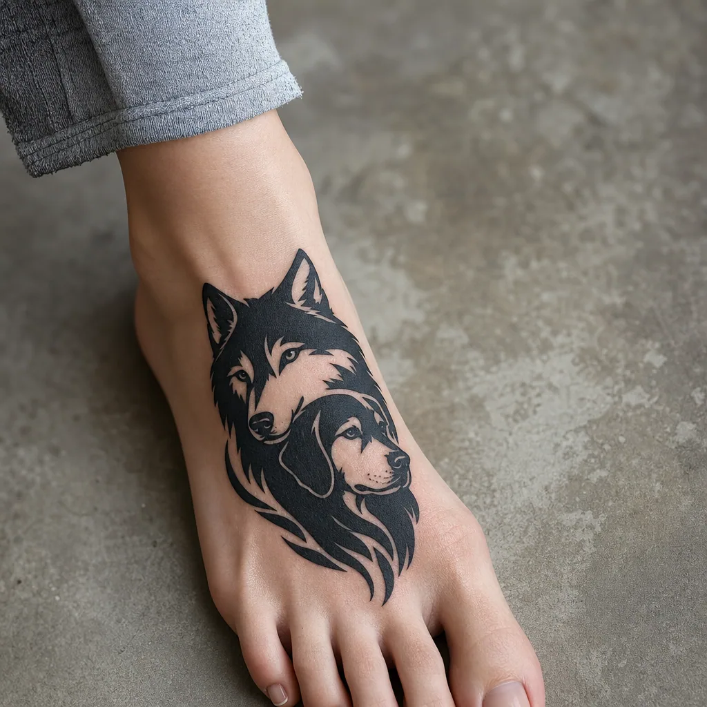 Loup et chien blackwork