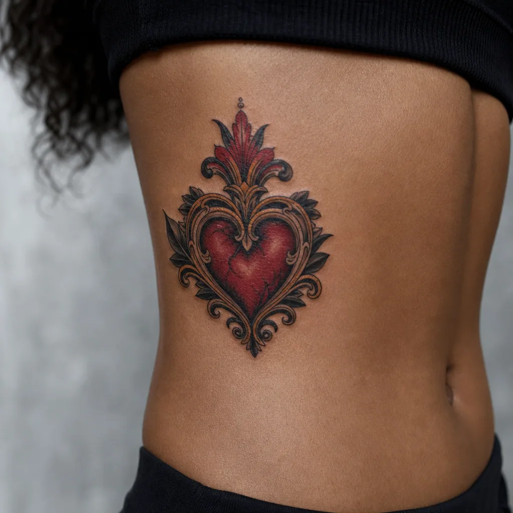 Coeur neo-traditionnel ornemental