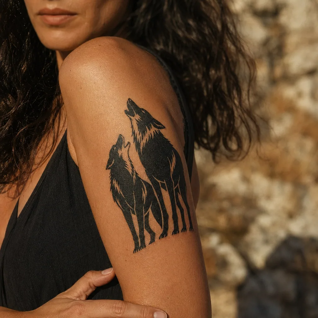 Loup et louve blackwork