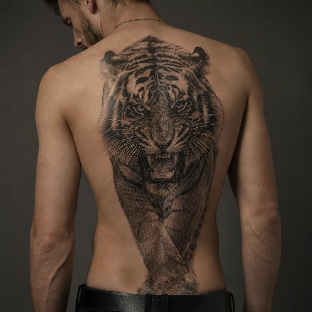 Tigre realiste rugissant