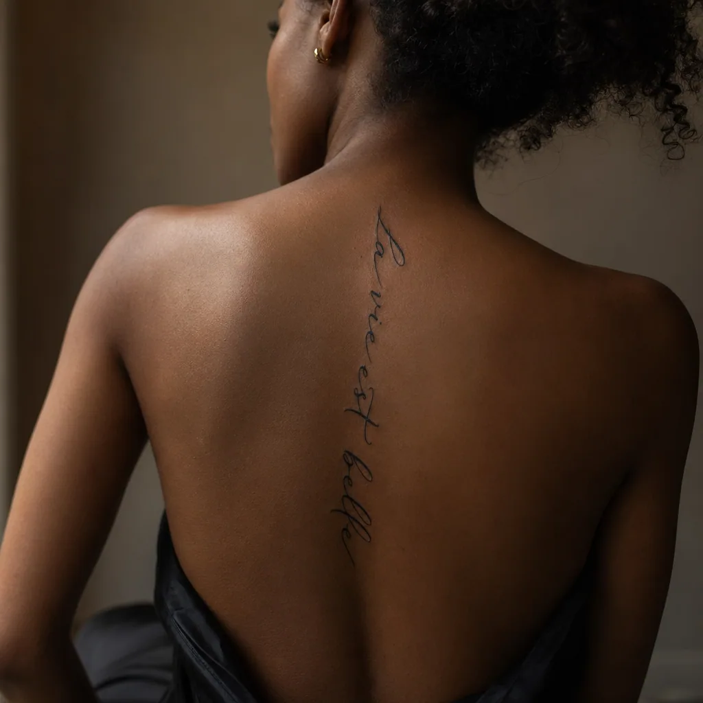 Phrase verticale calligraphiee